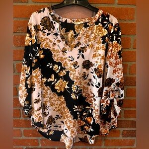 Maurice’s Atwood Blouse- Size 1X
Black, Camel and White Pattern